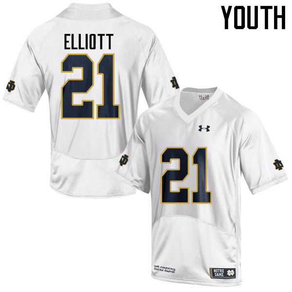 Youth NCAA Notre Dame Fighting Irish #21 Jalen Elliott Stitched College Under Armour Authentic White Football Jersey QT10R05KU